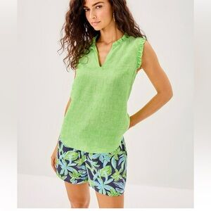 *final price*Lilly Pulitzer Blue and Green Leaf Print Women's Shorts